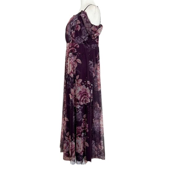Candalite Spaghetti Strap Floral Sheer Sparkly Fairy Whimisgoth Maxi Dress (PL) - Picture 3 of 16